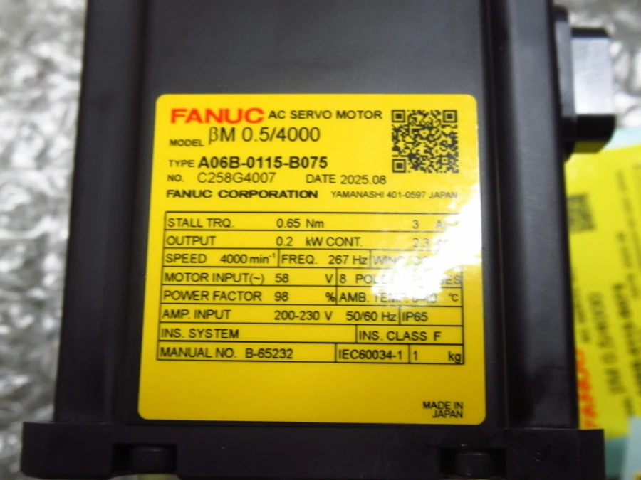 FANUC βM 0.5/4000 A06B-0115-B075 銘板ラベル・仕様詳細