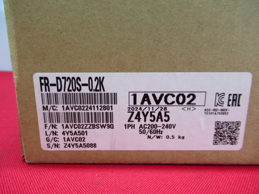 三菱電機 FR-D720S-0.2K 元箱管理銘板ラベル・定格仕様・シリアル