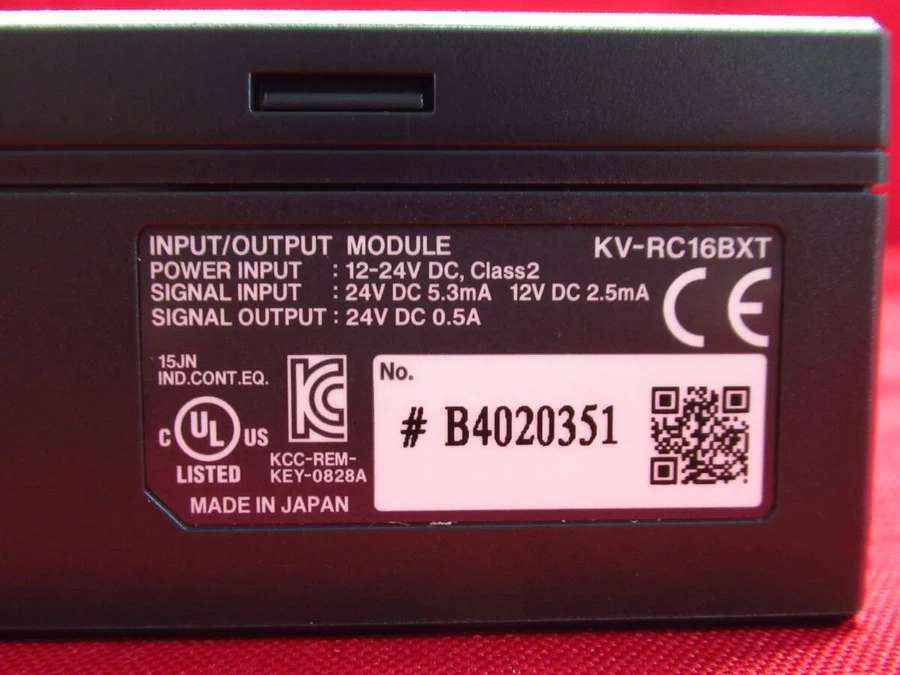 キーエンス KV-RC16BXT 銘板・シリアルNo